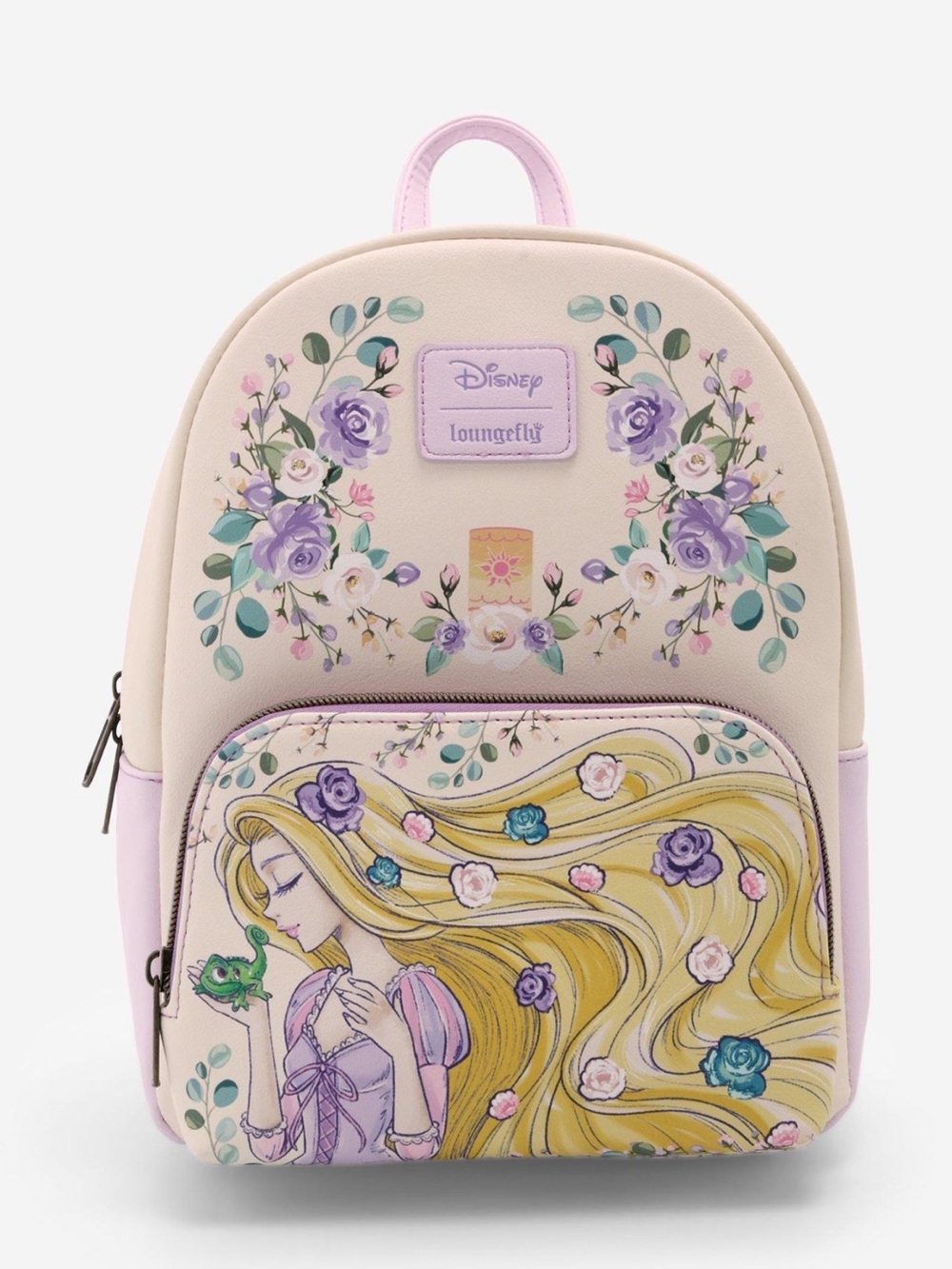 New Loungefly Disney Tangled Rapunzel & Pascal Flowers Mini Backpack
